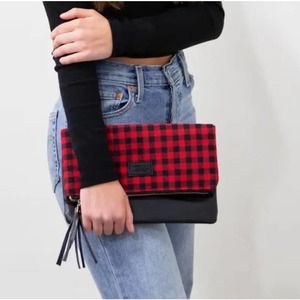 Red Black Buffalo Check Foldover Clutch